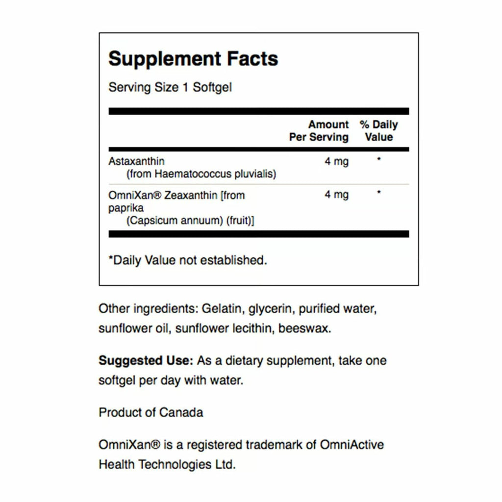 Swanson Astaxanthin & Zeaxanthin Eye Health Supplement for Screen-Heavy Professionals with 4 mg Astaxanthin & 4 mg OmniXan Zeaxanthin (60 Softgels, 3 Pack)