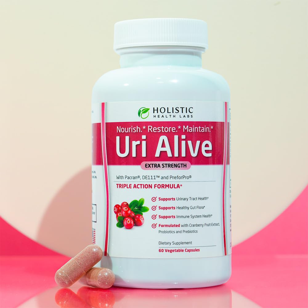 Uri Alive Extra Strength Urinary Support Supplement for Urinary Tract, Bladder, Gut Flora, and Immune System Health (60 Count (Pack of 1))