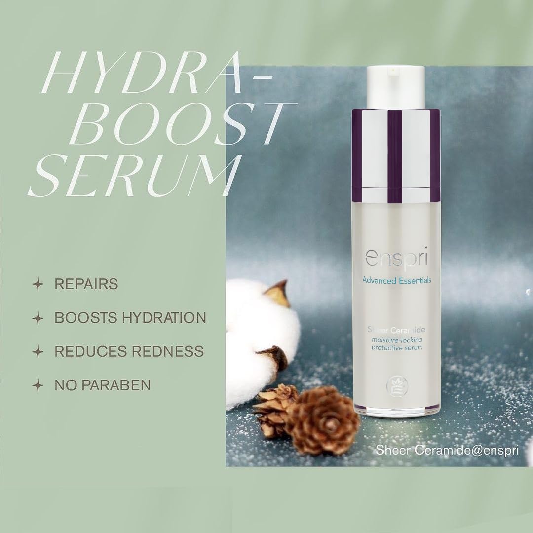 Enspri Sheer Ceramide Moisture-locking Protective Serum increased Elasticity, firmness, skin resurfacing, and reduced wrinkles