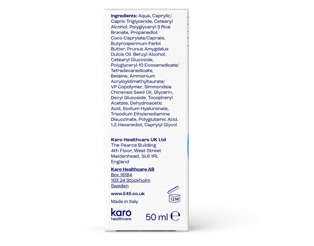 – Face Cream for Long-Lasting Moisturisation – E45 Cream for Dry and Sensitive Skin – Dermatitis and Eczema Cream – Fast-Absorbing and Non-Greasy Formula - Dermatologically Tested