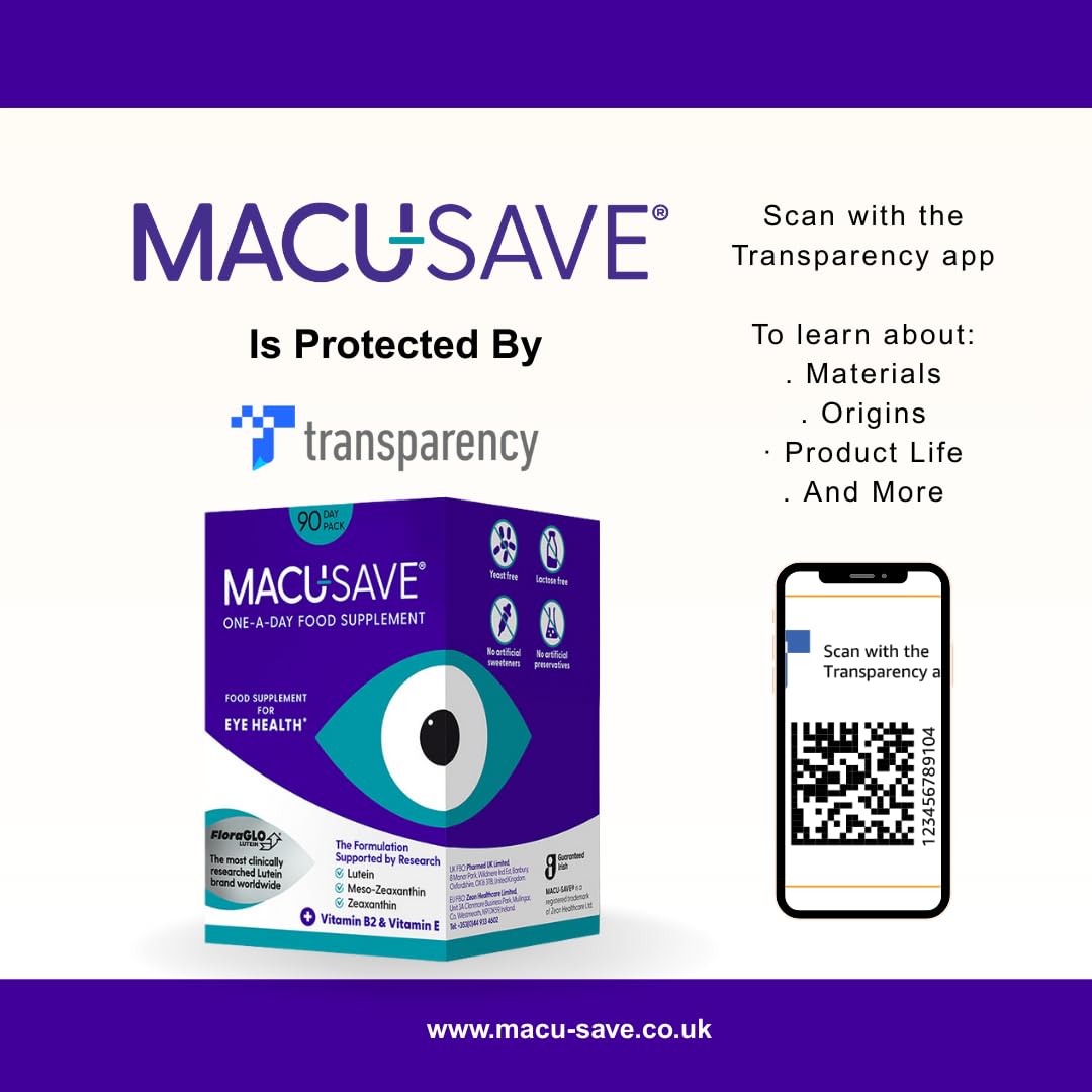2 X 90 Pack - Macu-SAVE Food Supplement with Meso-Zeaxanthin/Lutein and Zeaxanthin - 180 Capsules (6 Months Supply)