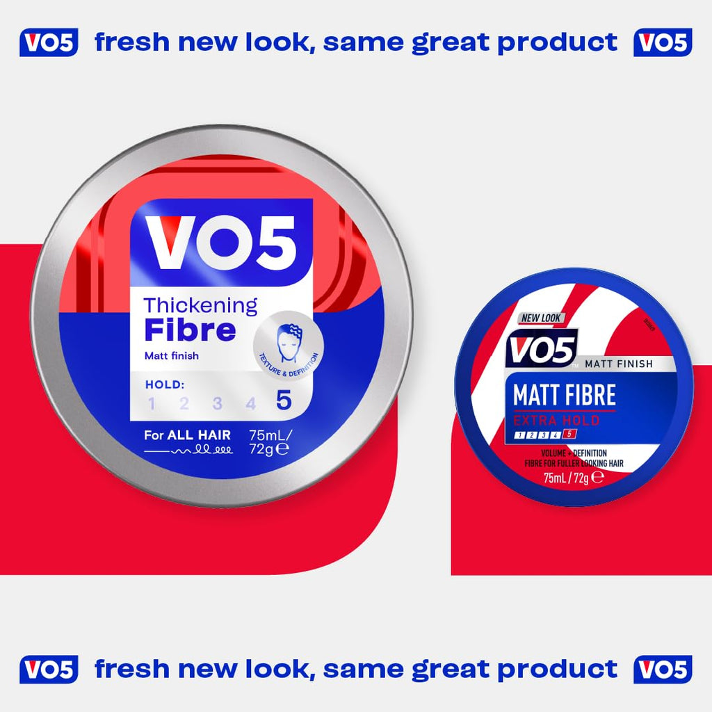 VO5 Thickening Fibre, Hair Styling Product for Volume & Texture, Extra Hold, Easy Wash Out, Matte Finish, 75ml