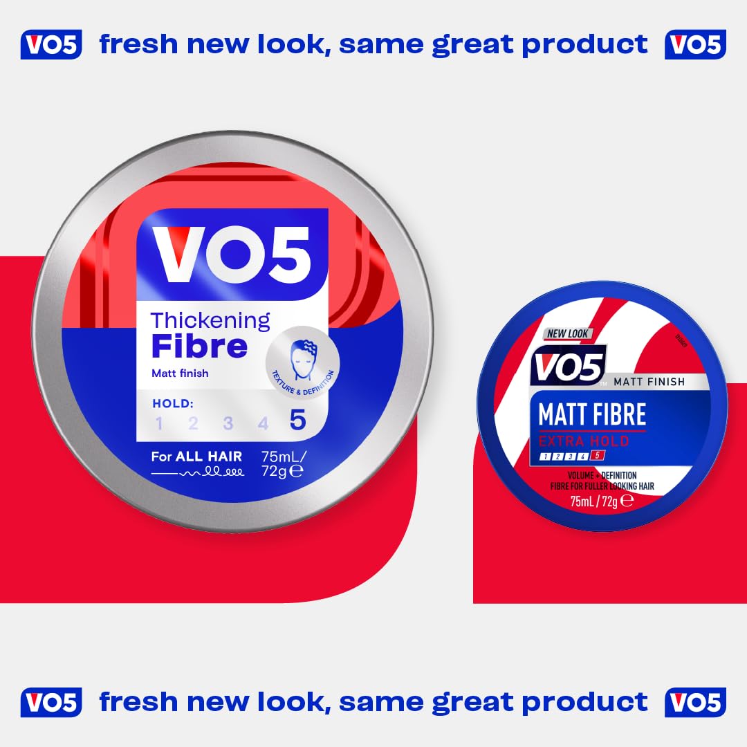 VO5 Thickening Fibre, Hair Styling Product for Volume & Texture, Extra Hold, Easy Wash Out, Matte Finish, 75ml