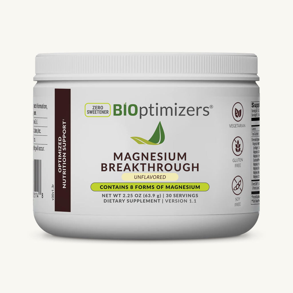 BIOptimizers Magnesium Breakthrough Drink - 8 Forms of Magnesium, Electrolytes, Sleep Health, Stress, Muscle Recovery, Heart Support | Glycinate, Citrate, Malate - Unflavored