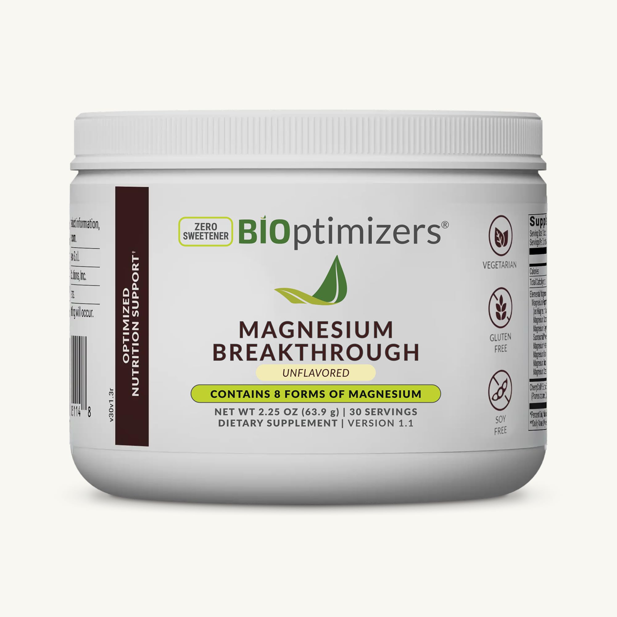 BIOptimizers Magnesium Breakthrough Drink - 8 Forms of Magnesium, Electrolytes, Sleep Health, Stress, Muscle Recovery, Heart Support | Glycinate, Citrate, Malate - Unflavored