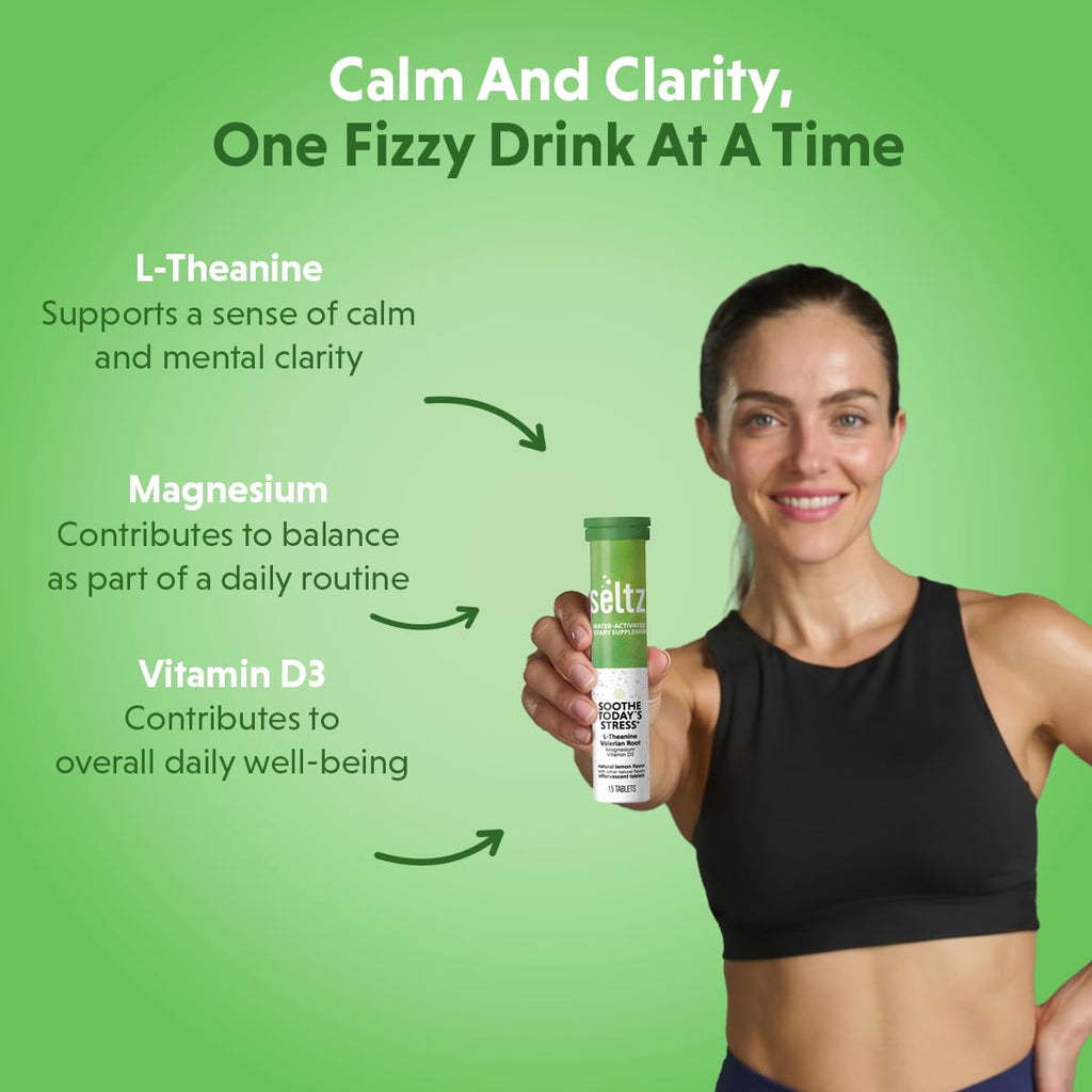 Seltz Stress Support Drink Tablets, Effervescent L-Theanine with Magnesium