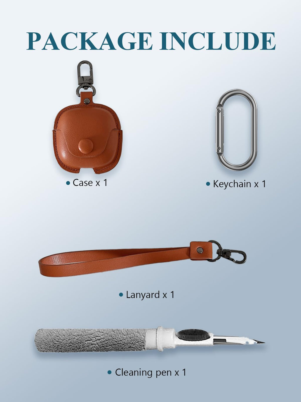 Case Cover for SHOKZ OpenDots ONE E310 Ear Clip Bluetooth Headset,WUNIAK Business Style Soft PU Leather Protective Case with Keychain and Cleaning Kit for Men and Women Shockproof Skin,Brown