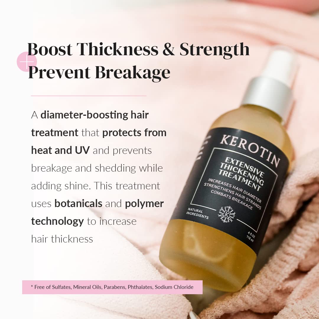 Kerotin Extensive Thickening Treatment Spray for Fine and Thin Hair - Spray I Hair Diameter Booster and Heat Protectant. All-natural, Cruelty and Alcohol-Free, Made in the USA. (1)
