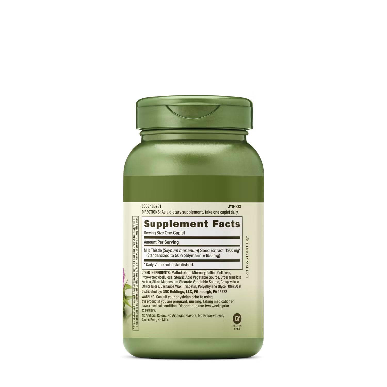 GNC Herbal Plus Milk Thistle 1300mg Supplement, Extra Strength, Vegetarian, Supports Healthy Liver Function, 120 Servings