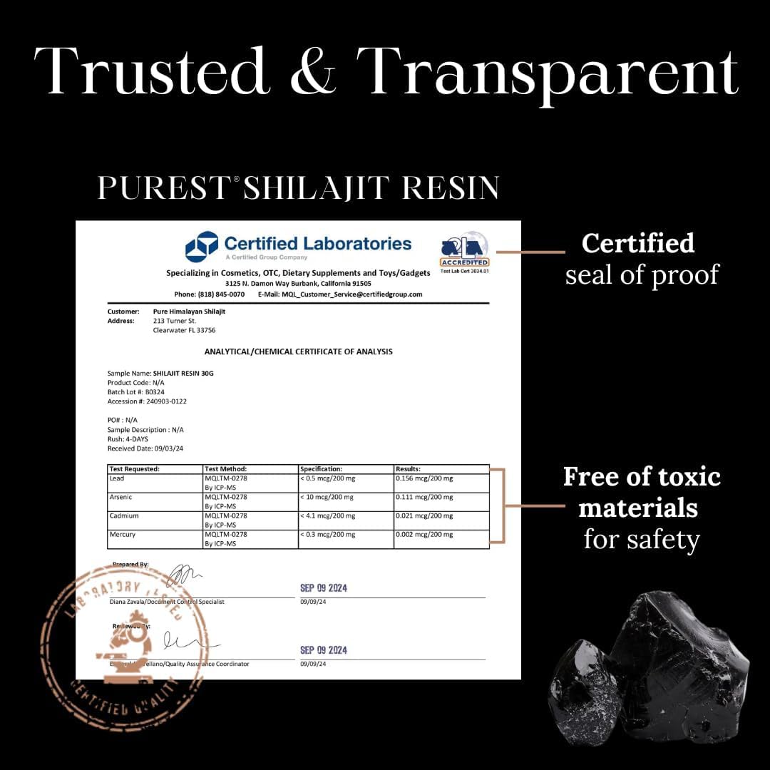 Pure Himalayan Shilajit | 100% Pure Natural Shilajit Grade A Max Potency 85+ Trace Minerals & Fulvic Acid | 3rd Party US Lab Tested | Resin | 115g