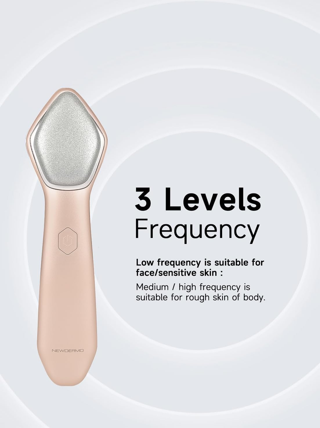 NEWDERMO Microdermabrasion Machine Pro, Large Diamond Electric Microdermabrasion Wand Tool With 3 Levels Frequency for Face Body Exfoliate Skin Care (Pink)
