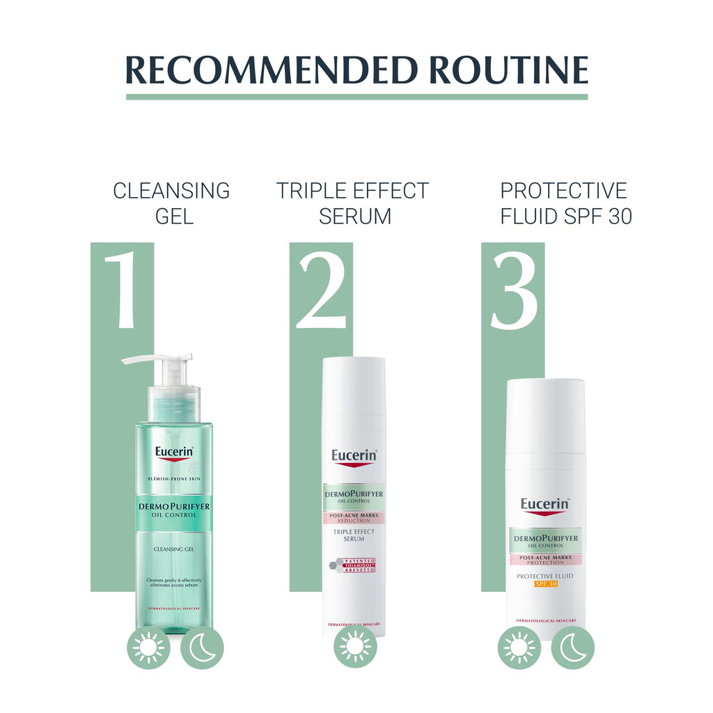Eucerin DermoPurifyer Protective Fluid SPF30 50ml, Advanced Protective Skincare for Oily, Blemish-Prone Skin, Non-Greasy and Mattifying Sun Protection