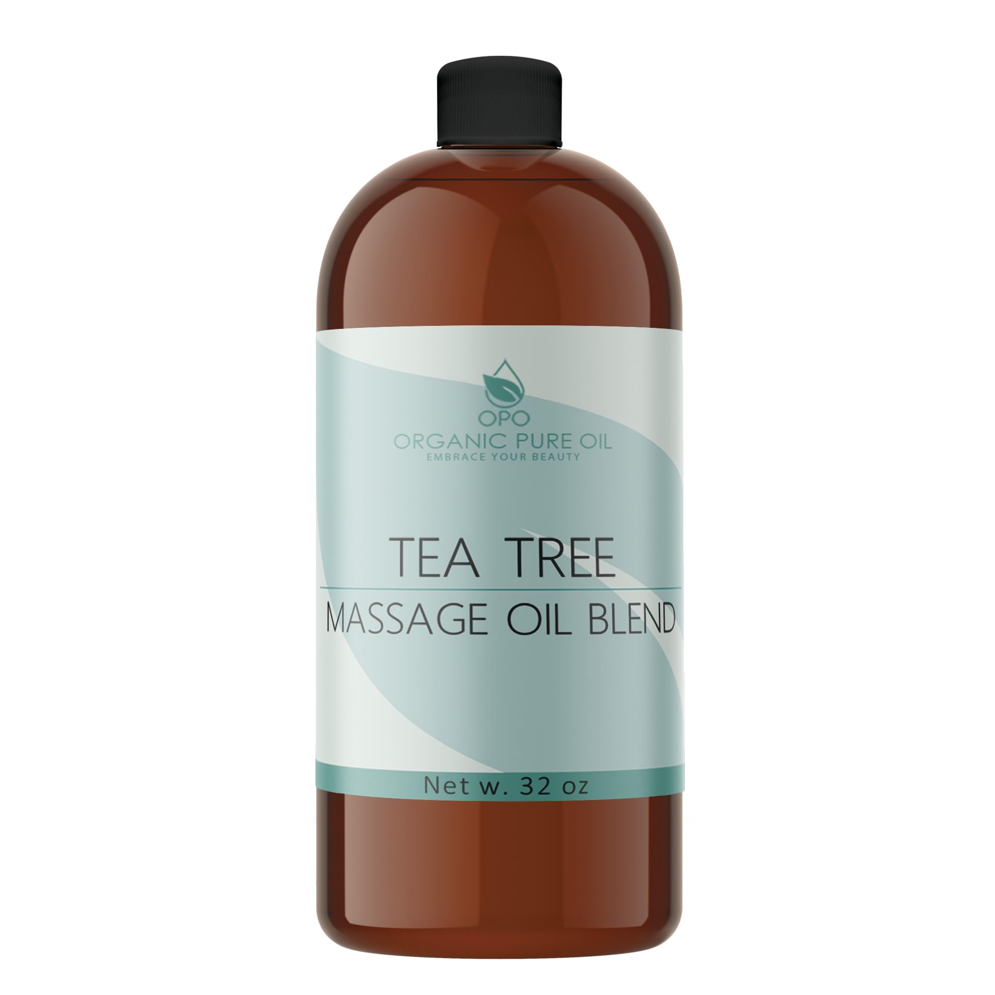Tea Tree Massage Oil Blend - Natural, Non-GMO, Tea Tree Essential Oil Mix of Jojoba, Argan, Grapeseed & More - 32 oz Bulk - Soothing, Deep Tissue, Muscles, Sensual Relaxation