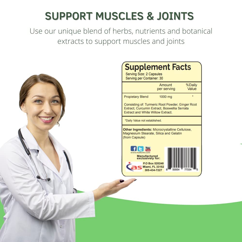 ARMY HEALTH 100% Natural Turmeric Curcumin 60 Capsules - Ginger, Boswellia Serrata - Pain Support Discomfort - Neck Pain and BackAche - Joint and Muscle Support Pack of 2-120 Caps