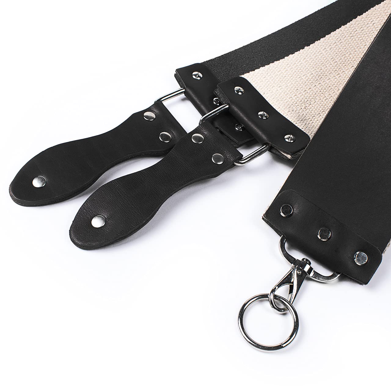 Razor Strop - Barber's Latigo Leather Straight Razor Strop. Dual Strap that will be a Great Addition for Any Straight Razor. PREMIUM LEATHER Strop for Sharpening. (Black Personalized)