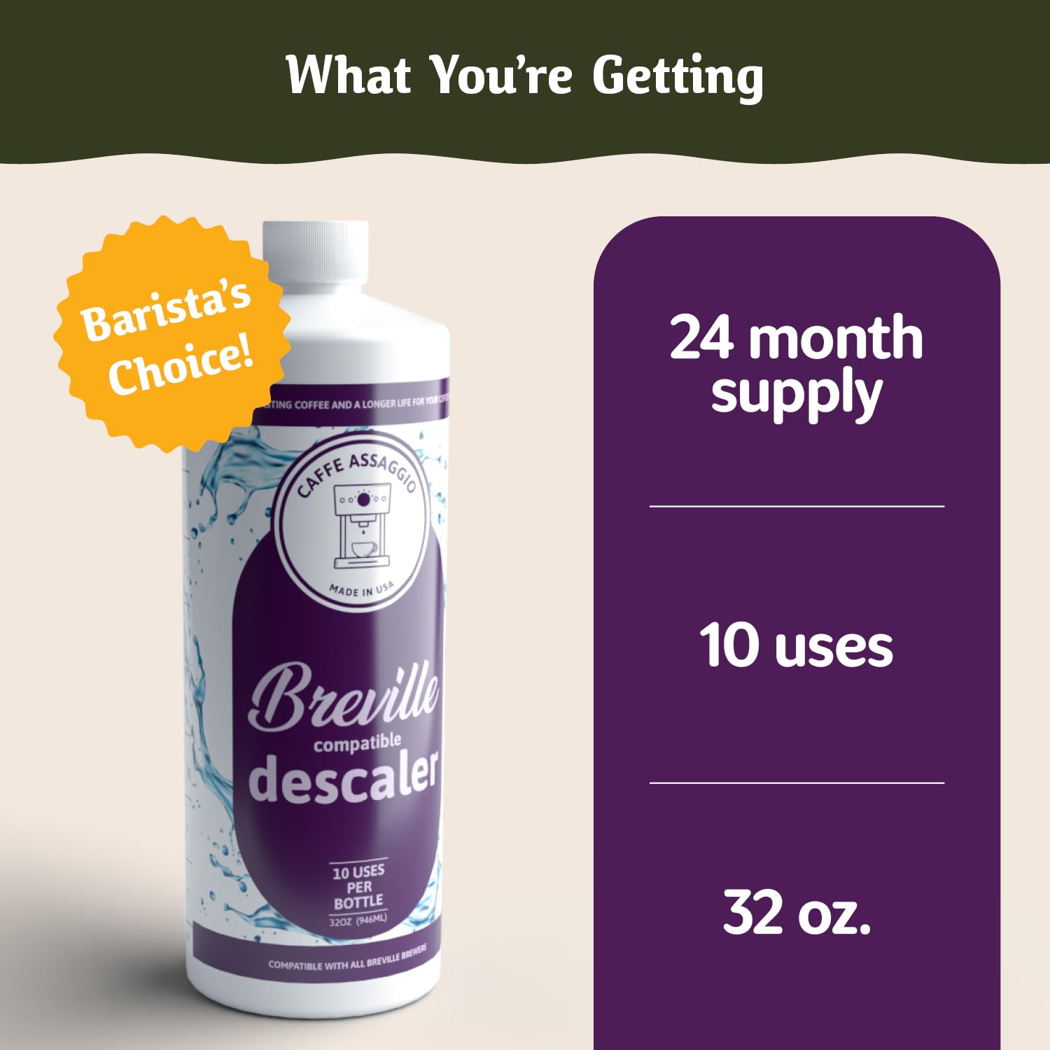 Breville Descaler (10 Uses) Specially Formulated to Descale and Clean Your Breville Espresso Machine Carbon Friendly Descaling Kit 2.5 Year Supply