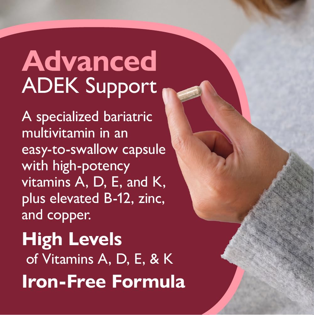 Celebrate Vitamins Multi ADEK Bariatric Multivitamin Iron Free, Easy to Swallow Veggie Capsules for Duodenal Switch & SADI Patients, Vitamins A, D, E, K & B12, 3 Months Supply (180 Capsules)