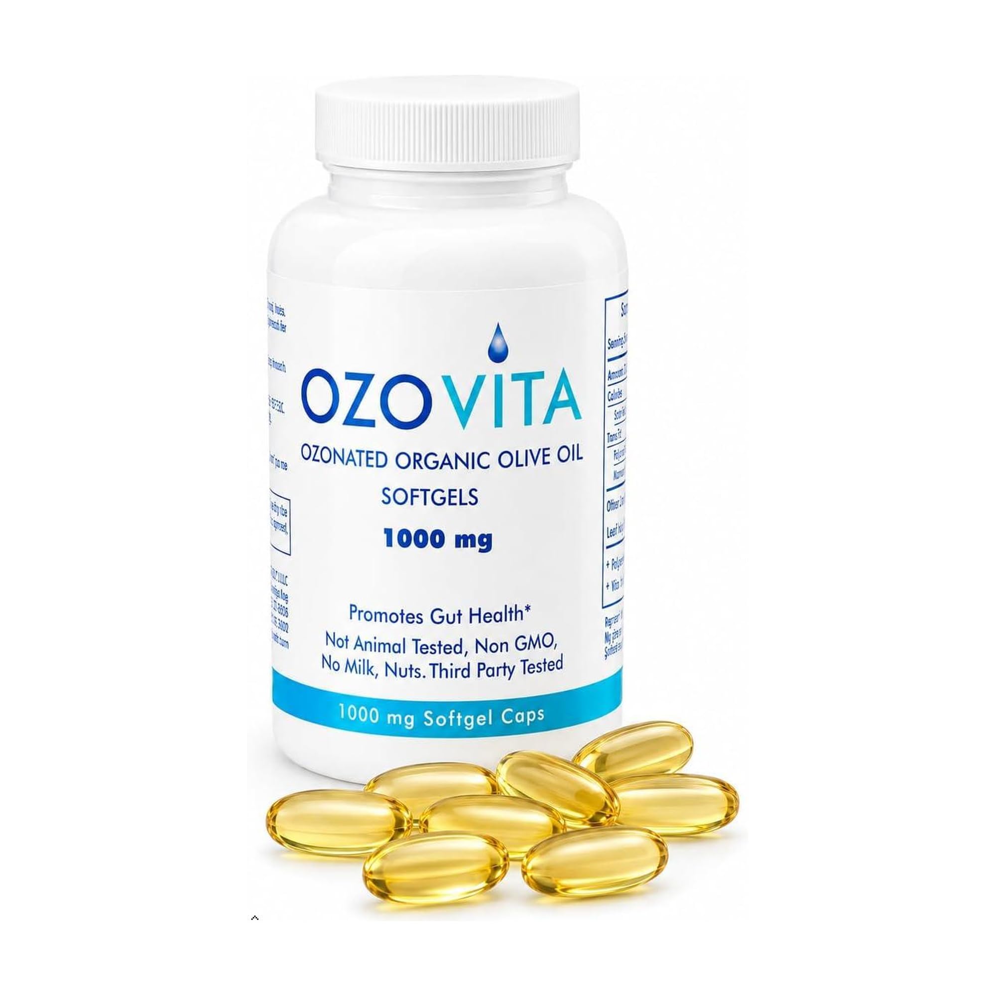 OZOVITA Ozonated Olive Oil Capsules 1000mg – Gut Health & Digestive Support – 60 USDA Organic Softgels, 2-Month Supply – Cold-Process Extra Virgin Olive Oil (EVOO), Non-GMO