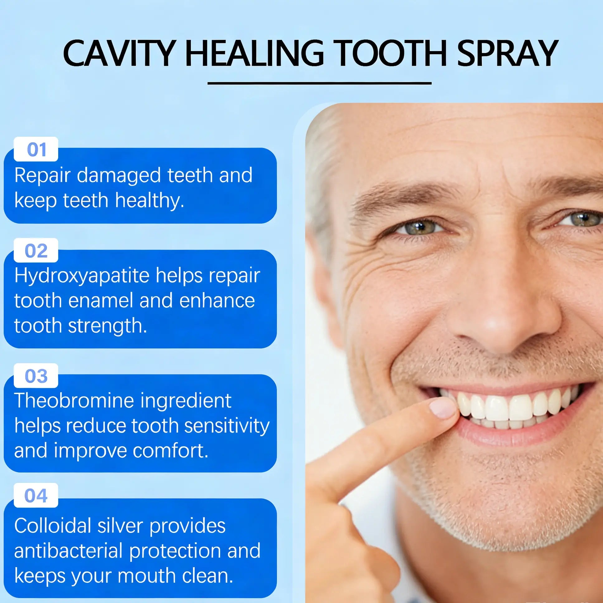 Oralhoe Dental Care Spray with Hydroxyapatite & Colloidal Silver Protects Teeth Reduces Stains and Sensitivity for Natural Cleanliness