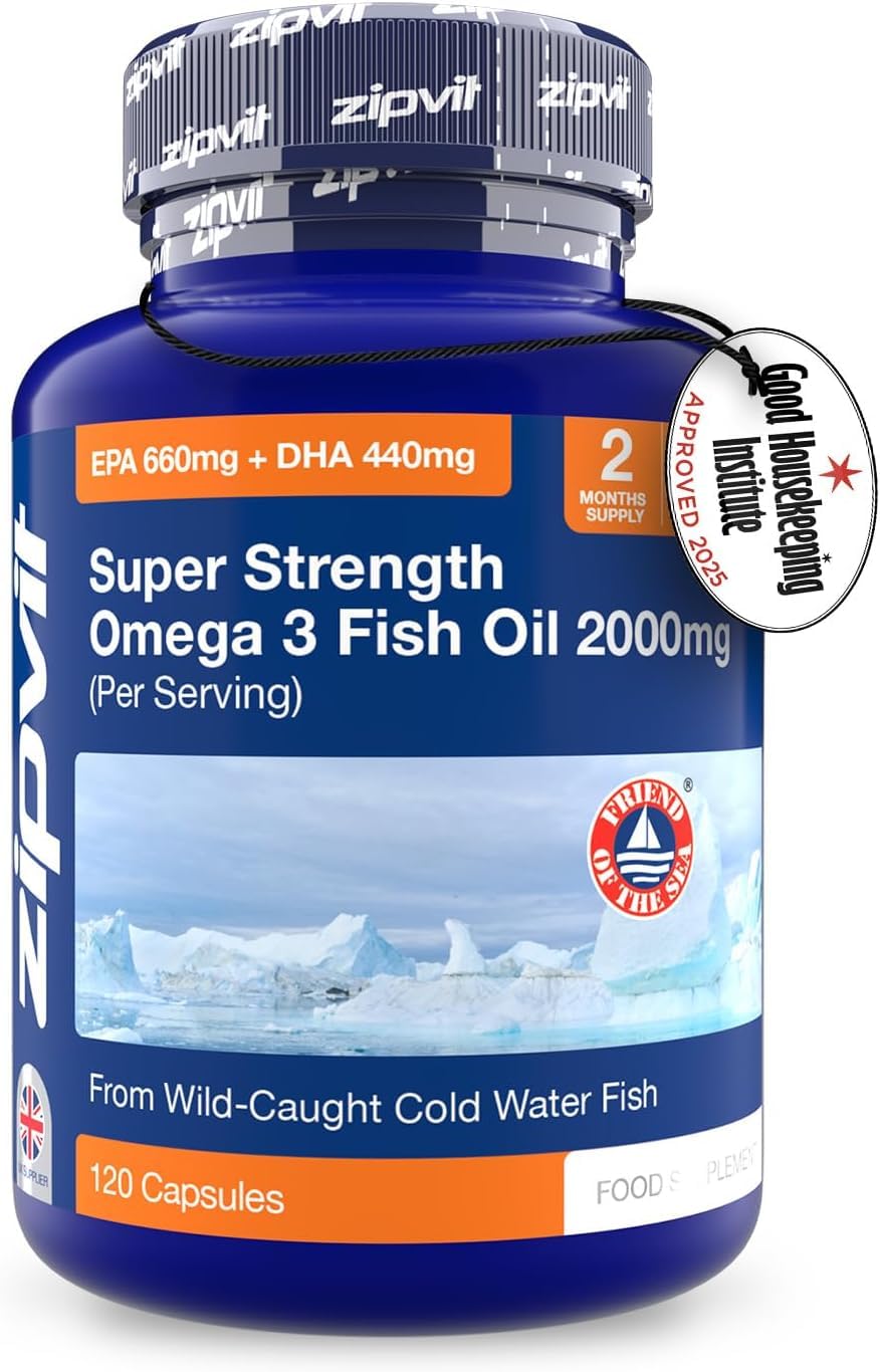 Zipvit Omega 3 Fish Oil 2000mg | 120 Capsules | Super High Strength | EPA 660mg DHA 440mg per Serving