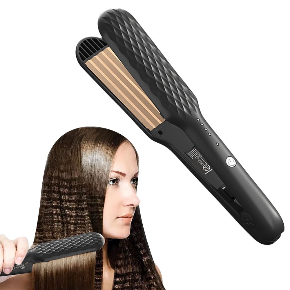 Vmxlso Hair Crimpers for Women,Hair Crimper with 4 Heat Setting, Crimper Hair, Rapid Heating Volumizing Crimping Tool Hair for Fluffy Hairstyle, Women Girls, UK Plug