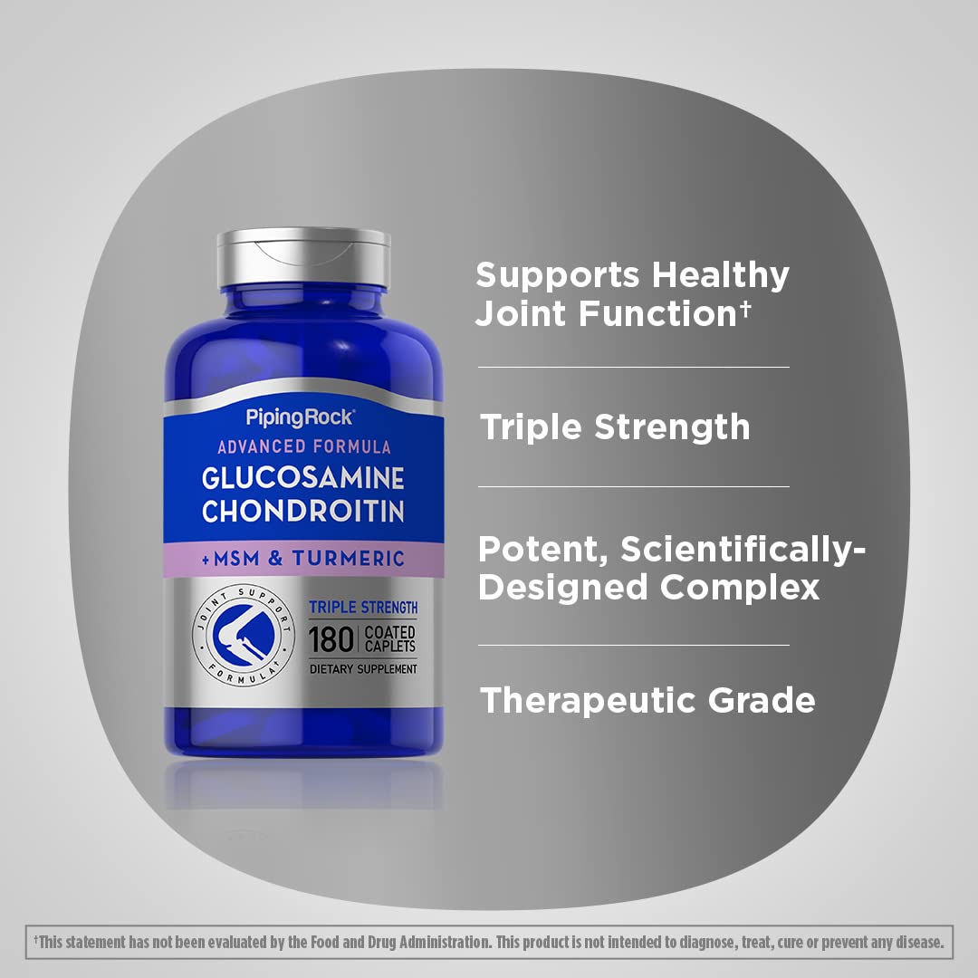 Piping Rock Glucosamine Chondroitin MSM Turmeric | 180 Caplets
