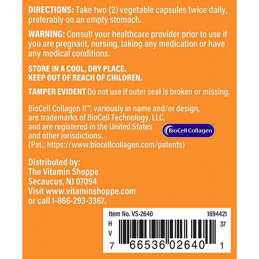 The Vitamin Shoppe Brand BioCell Collagen Capsules, 1000 mg, 180 Capsules