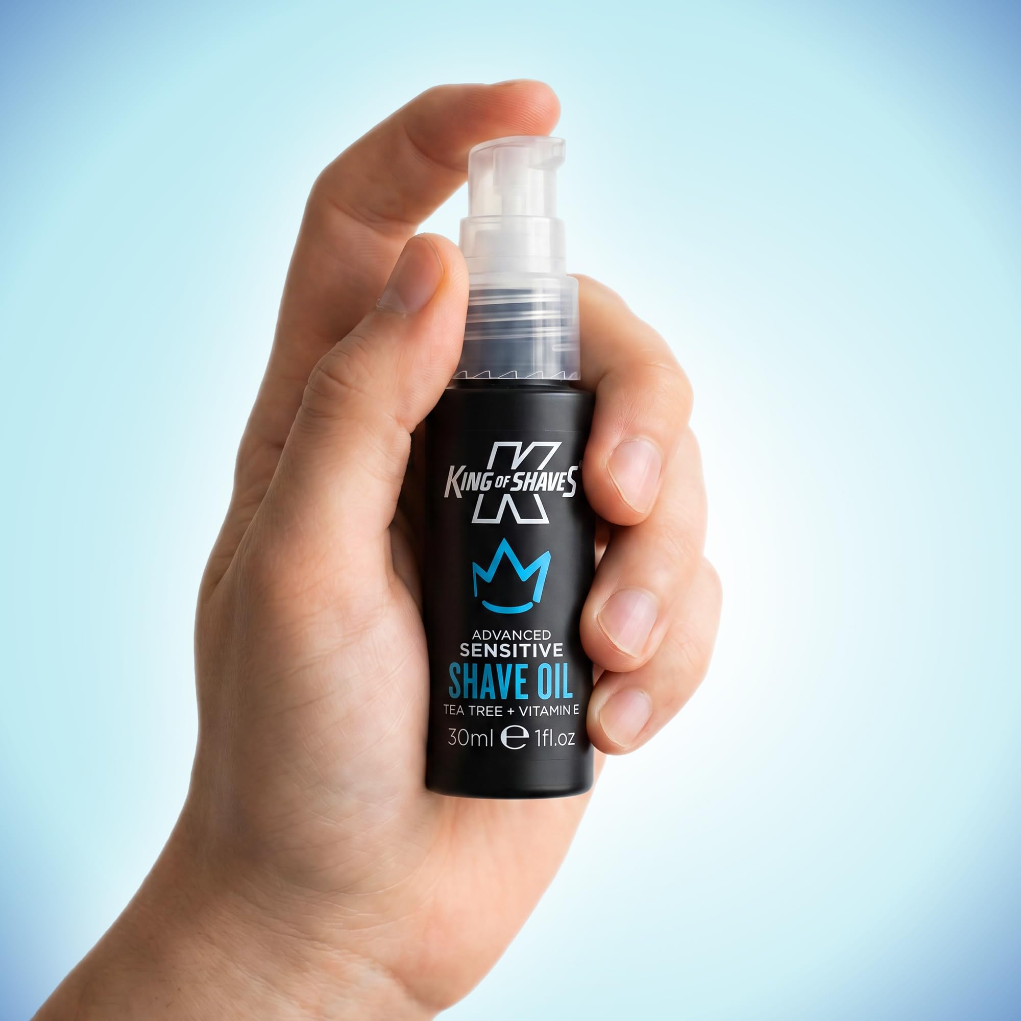 King of Shaves Sensitive Advanced Shaving Oil With Handy Pump QUAD PACK 1.01 fl oz