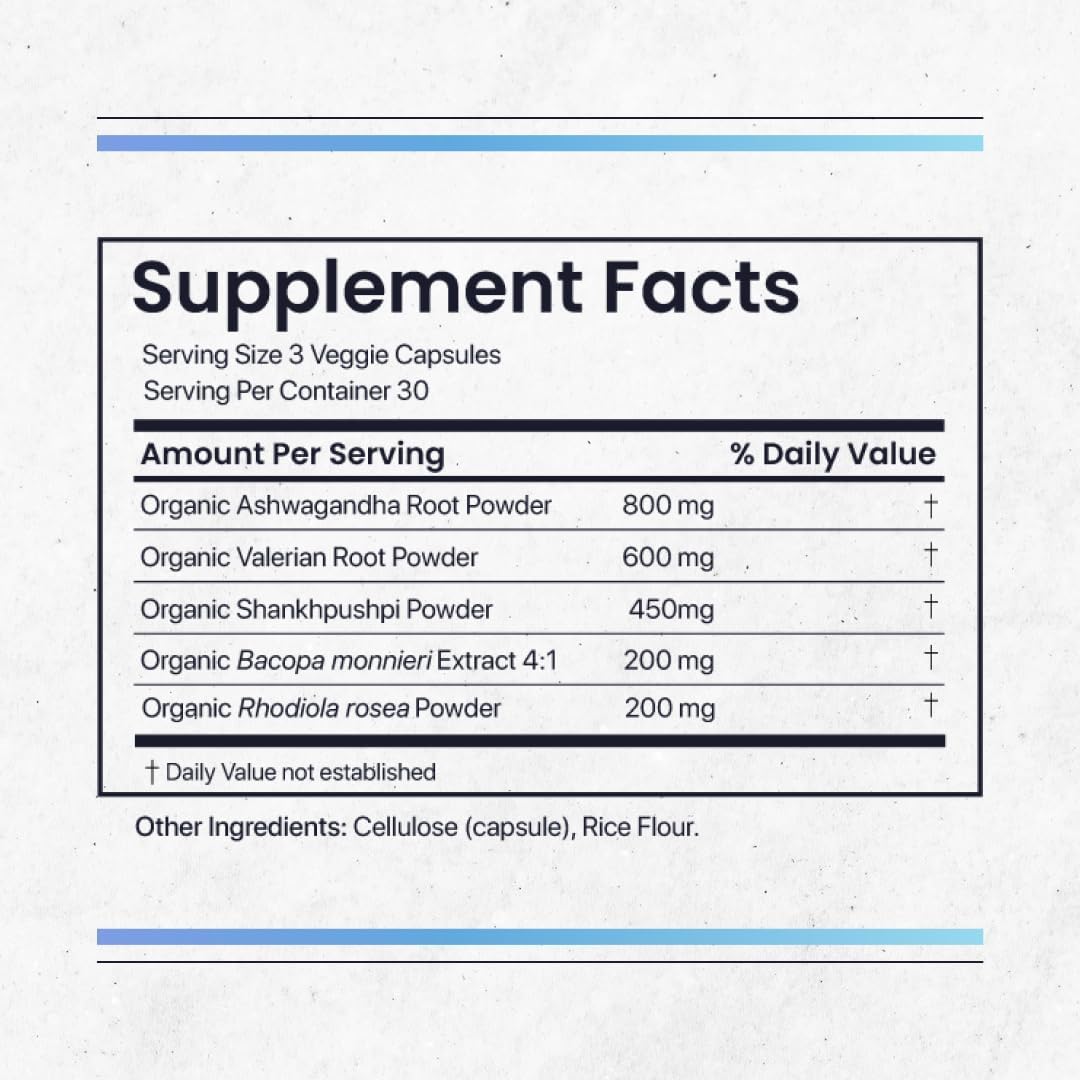 Nature's Pure Blend Ashwagandha Supplements – Organic Ashwagandha Root & Extract for Women and Men – Stress Relief, Sleep, and Mood Support – Athletic Performance & Focus Support – 60 Vegan Capsules