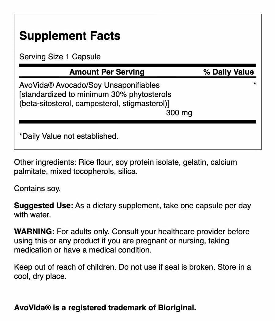 Swanson AvoVida - Cartilage & Joint Health Supplement to Support Mobility & Flexibility* - Contains Phytosterols from Avocado & Soy Extracts - Non-GMO - 60 Capsules (2 Pack)
