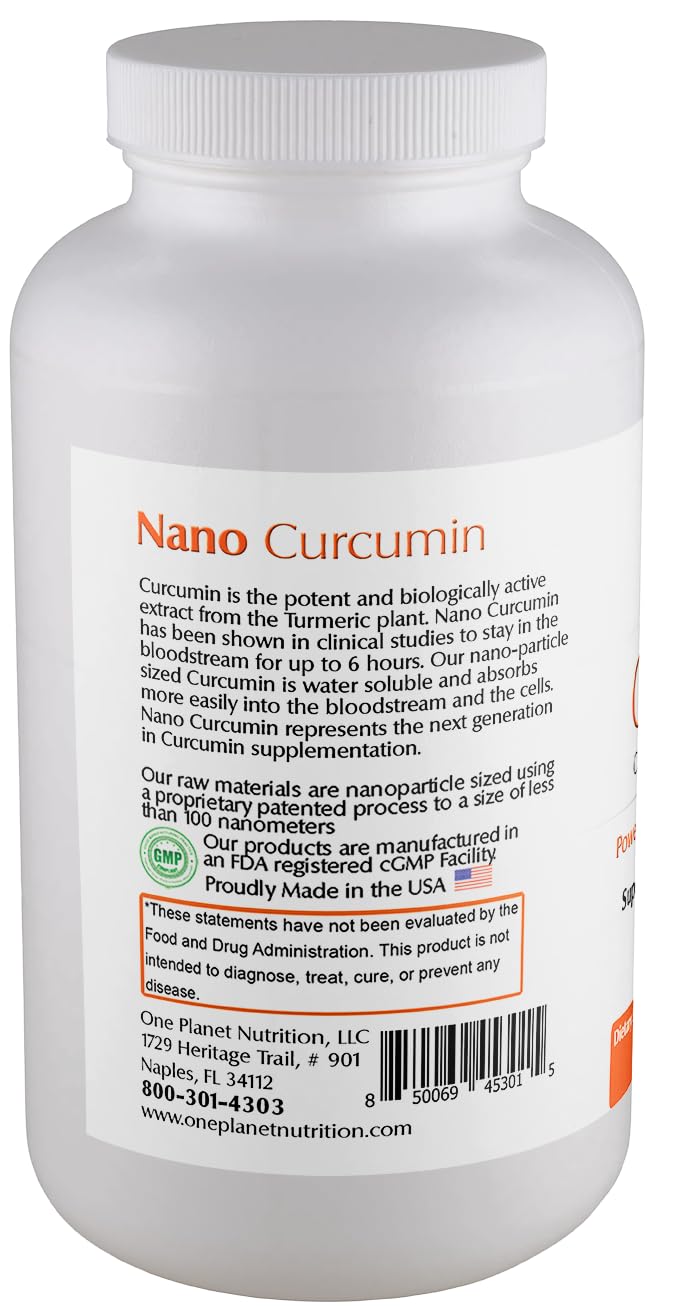 One Planet Nutrition Nano Curcumin 500 mg Veggie Capsules (120 Servings), Nano for High Absorption, Supports Immune Health, Non-GMO, Vegan, Gluten-Free