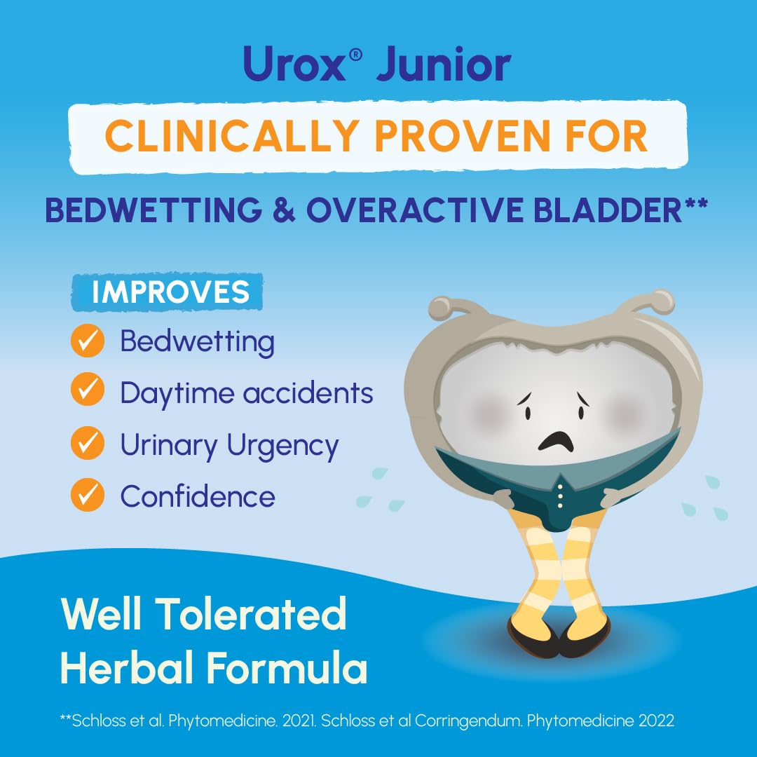 UROX Junior Natural Bladder Control - Nocturnal Enuresis or Bedwetting Supplements. Supports Bladder Control, Reduces Urinary Frequency, and Bladder Accidents for Kids, 30 Vegetarian Capsules (30)