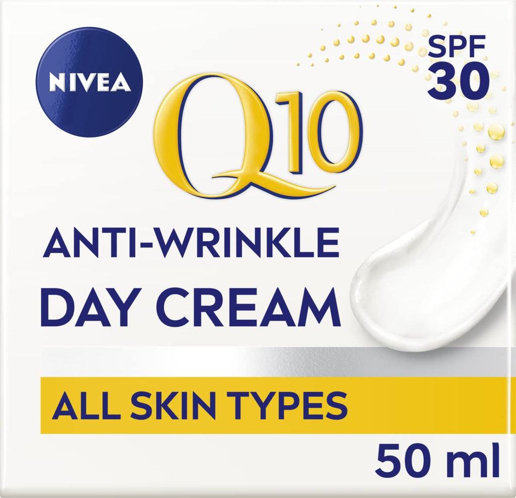 NIVEA Q10 Power Anti-Wrinkle Protecting Day Cream with Coenzyme Q10 & Creatine – 50 ml Lightweight Anti-Age Face Moisturizer for Firmer, Smoother Skin