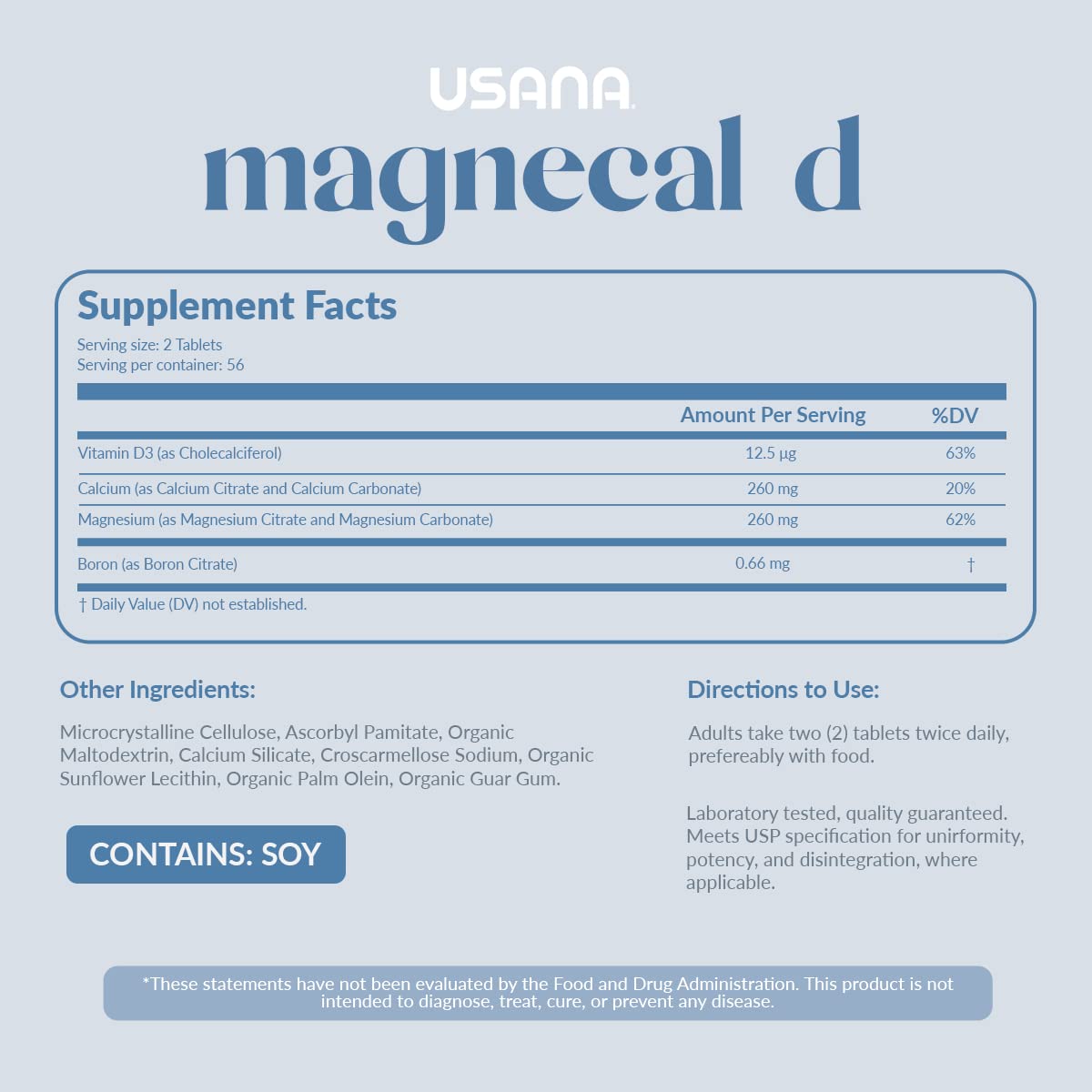 USANA MagneCal D - Balanced Ratio of Magnesium and Calcium Fortified with Vitamin D - 112 Tablets - 28 Day Supply