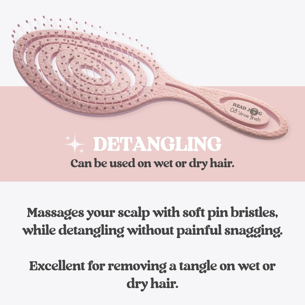 Head Jog 08 (Orchid) Paddle Brush Flexible Soft Pin Bristles.