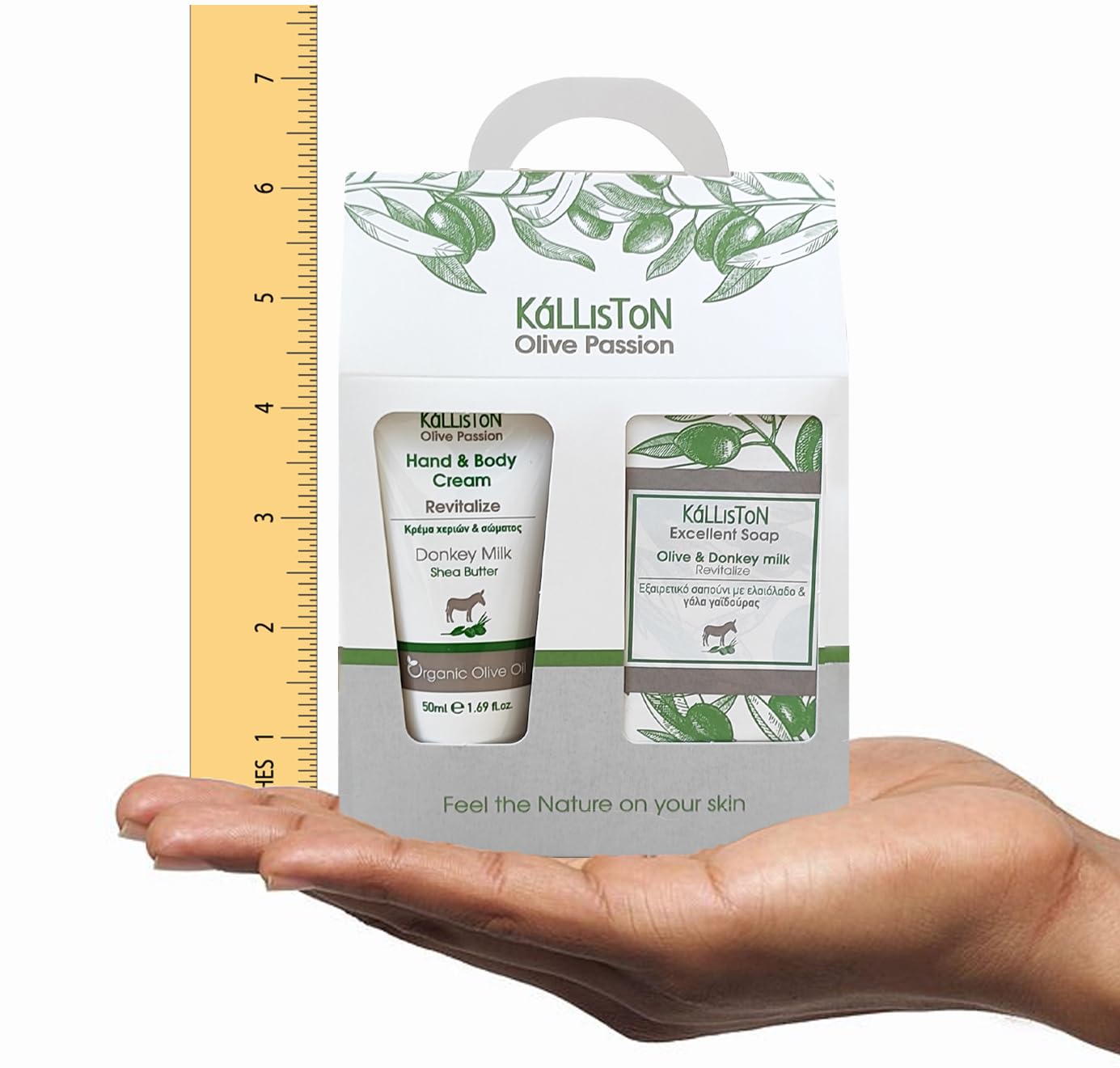 Kalliston Donkey Milk Cream & Olive Oil Soap Gift Set – Nourishing Body Lotion & Gentle Cleanser, Pack of 2, Made in Greece