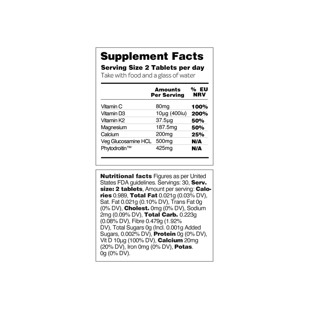 VEGETOLOGY Bone Care Bone Health Supplements - Phytodroitin, Glucosamine, Vitamin D3 K2 & Calcium Supplement – Cartilage, Muscle & Joint Support Supplement – Vegan Bone Strength (60 Count)