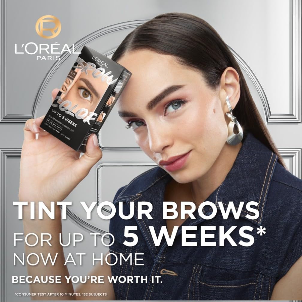 L'Oréal Paris, Semi-Permanent Eyebrow Tint, Lasts up to 5 Weeks, Visible Results in 5 Minutes, Up to 10 Uses, Ammonia Free, Brow colour, Shade: 7.0 Dark Blonde