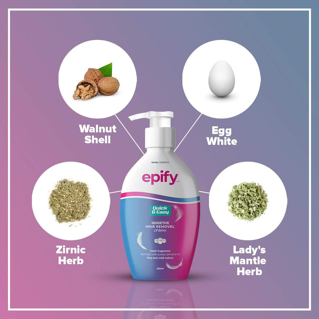 Epify Intimate Hair Removal Cream for Men and Women - Pubic, Bikini & Sensitive Areas (Pack of 6)