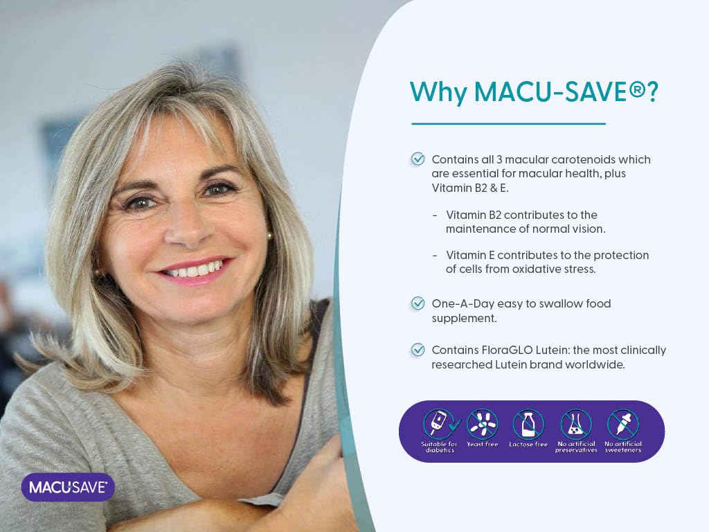2 X 90 Pack - Macu-SAVE Food Supplement with Meso-Zeaxanthin/Lutein and Zeaxanthin - 180 Capsules (6 Months Supply)