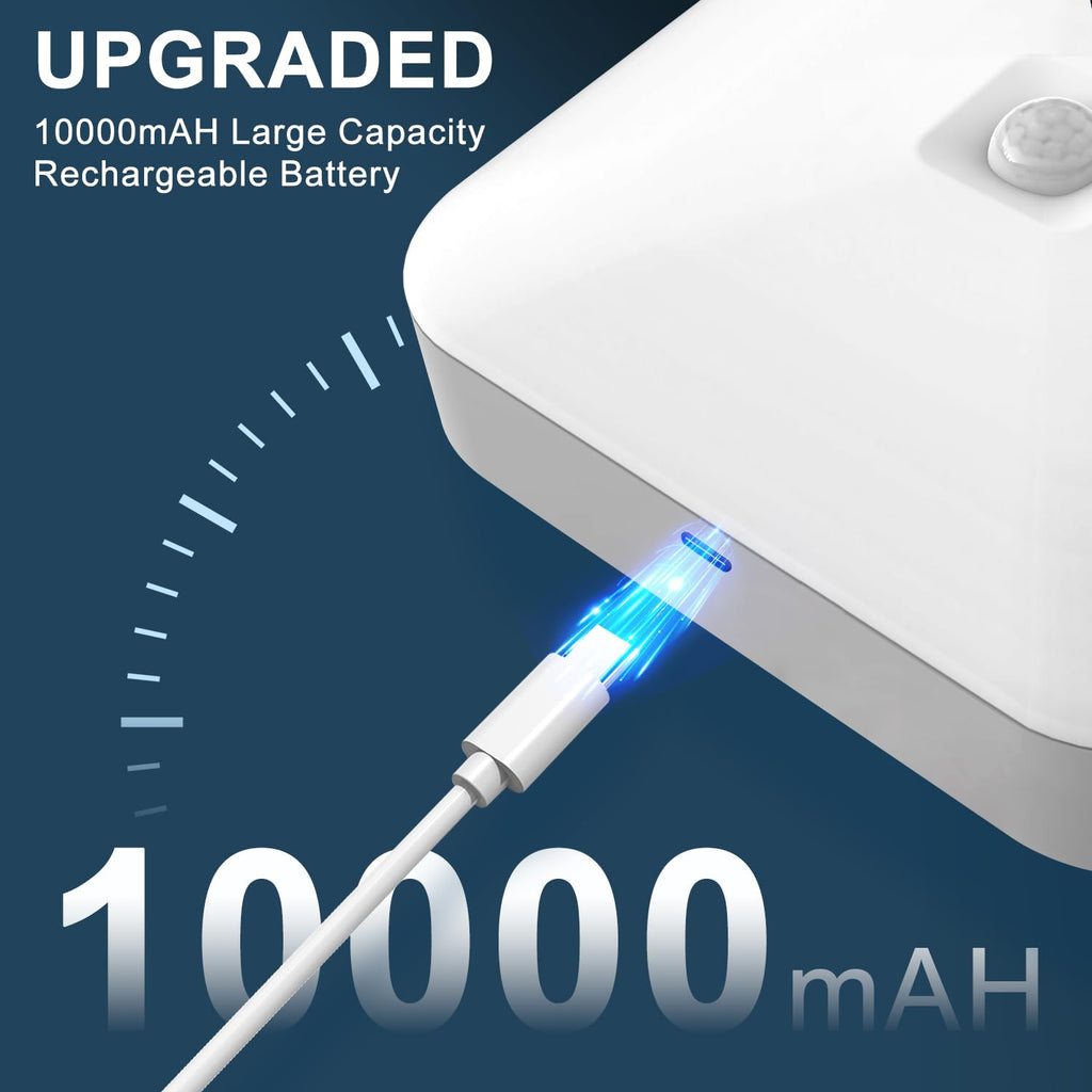 WhitePoplar - Rechargeable Closet Light with Motion Sensor, Battery Operated Rechargeable Cordless 500LM Motion Activated Light for Shower, Stairs, Hallway, Pantry, Porch,