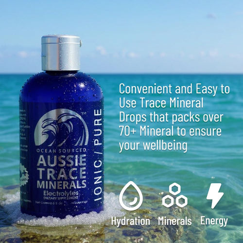 Aussie Trace Minerals - Magnesium Rich, Low Sodium, Complete Electrolyte Drops for Hydration, Energy & Recovery - 8oz / 240ml Liquid Supplement - Vegan, Keto Friendly