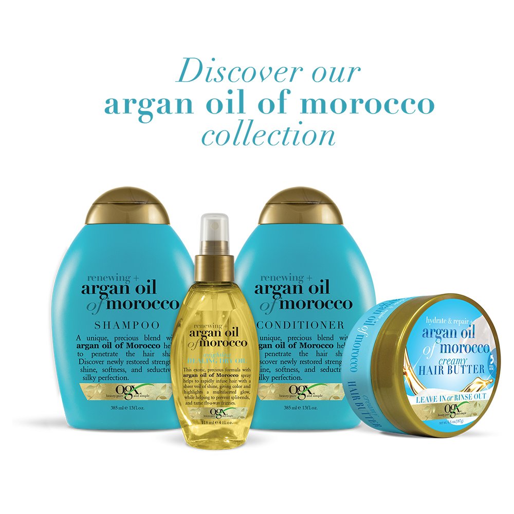 OGX Hydrate & Repair + Argan Oil of Morocco Creamy Hair Butter, Deep Moisturizing Leave-In or Rinse Treatment for Dry Hair, Paraben-Free, Sulfated-Surfactant Free, 6.6 oz