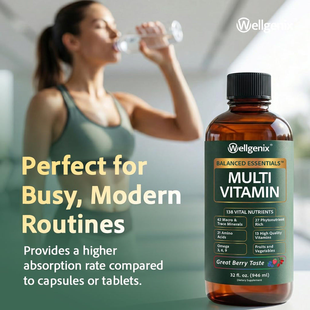 Wellgenix Balanced Essentials Liquid Multivitamin & Minerals, 32 Fl Oz