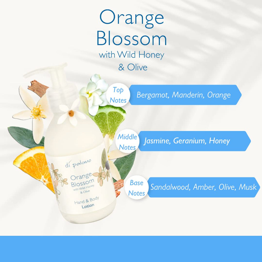 Orange Blossom with Wild Honey & Olive Oil Hand & Body Lotion by Di Palomo 8.4 oz