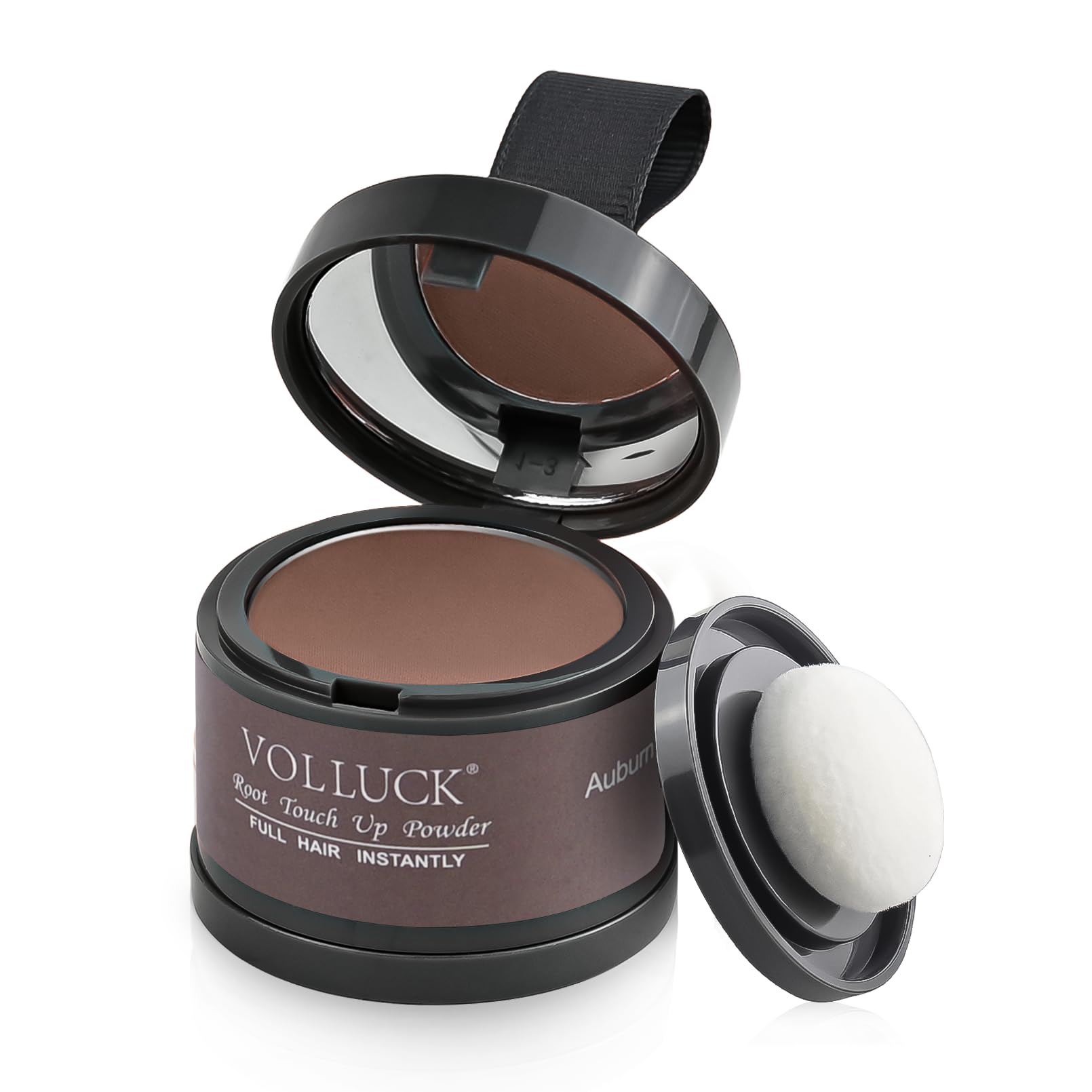 VOLLUCK Root Touch up Powder, Instant Hairline Powder for Thinning Areas and Gray Hair Coverage, Natural and Non-greasy Root Cover up for Women and Men (Auburn, 0.14 Ounce)