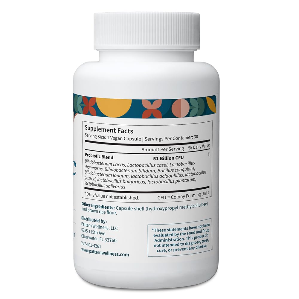Pattern Wellness Probiotic Supplement – 30 Vegan Capsules