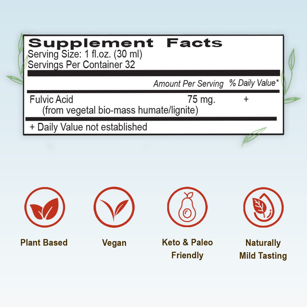 Vital Earth Minerals Fulvic Minerals Liquid – Fulvic Acid Supplement with 70+ Trace Minerals, Electrolytes for Energy & Vitality, 32 Oz Ea + 1 Oz Cup