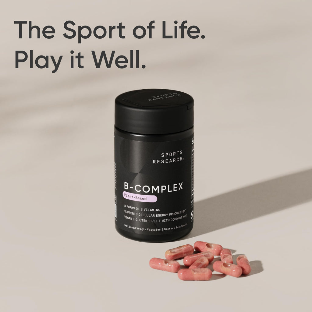 Sports Research Vitamin B-Complex - Full Spectrum of B Vitamins - 90 Liquid Veggie Capsules