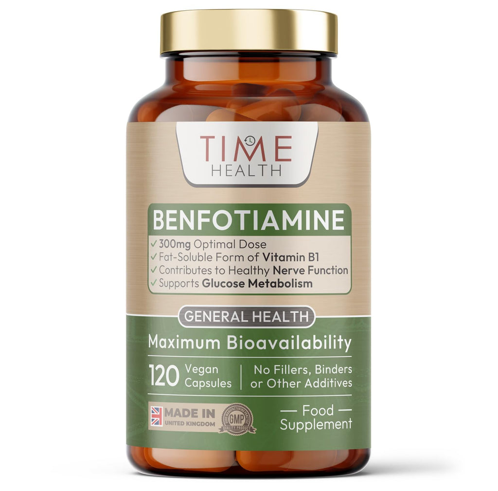 Benfotiamine - 300mg x 120 Capsules - Fat Soluble Vitamin B1 (Thiamine) - >98% Purity - UK Made Supplement - GMP Standards - Zero Additives